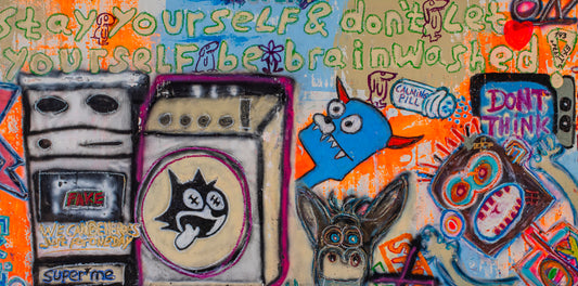 "Don't get brainwashed" by Thomas Wirth alias Super*me - seize 132 x 265cm