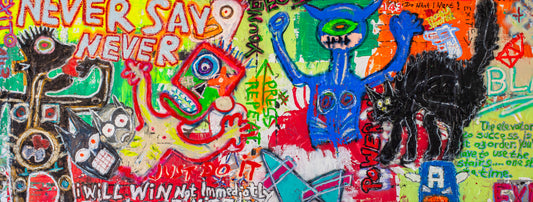 "Never say never" by Thomas Wirth alias Super*me - seize 132 x 350cm